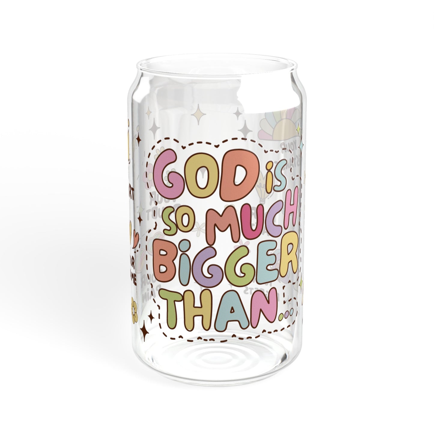 Inspirational God Is So Much Bigger Glass Can Cup - Unique Gift Idea