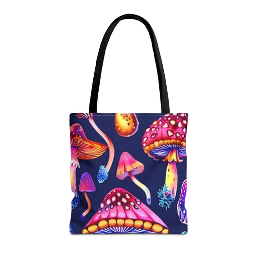 Colorful Neon Mushrooms Printed Tote - Stylish and Practical Carryall