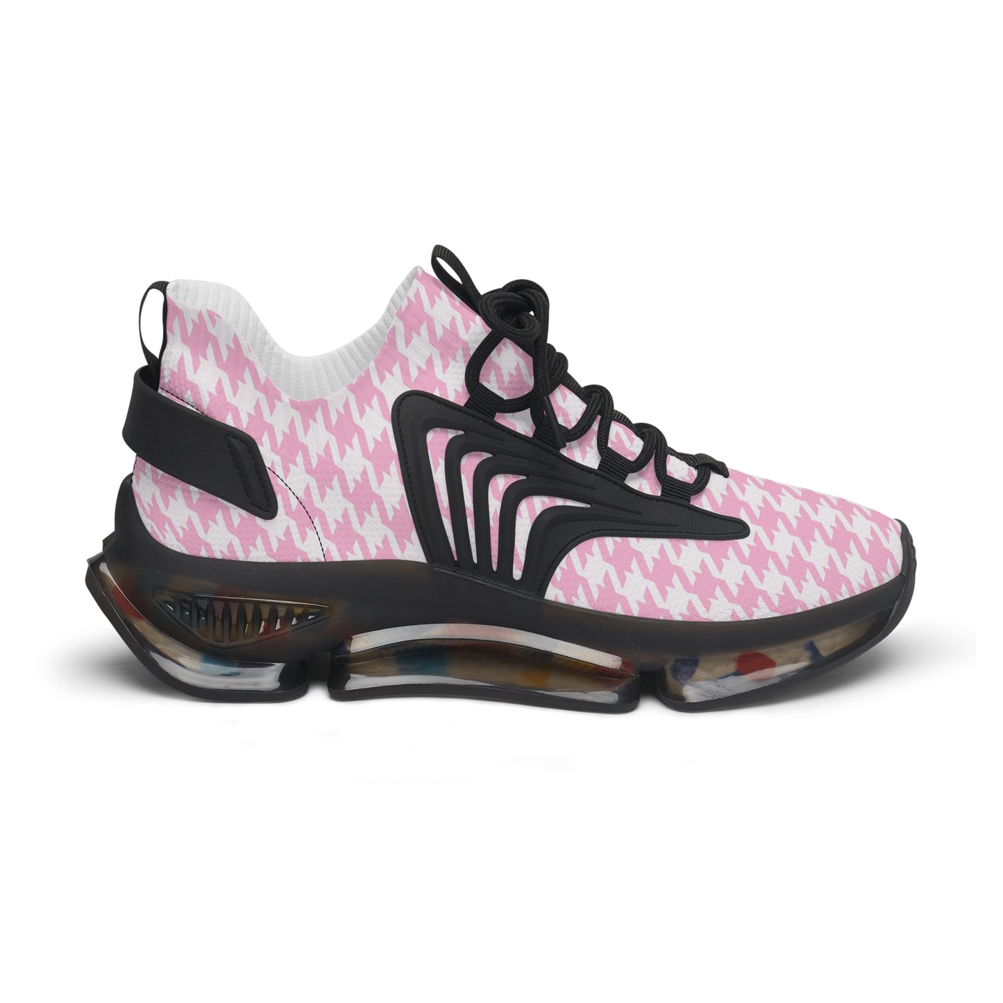 Pink Houndstooth Print Chic Sneaker Shoes - Stylish Women's Footwear