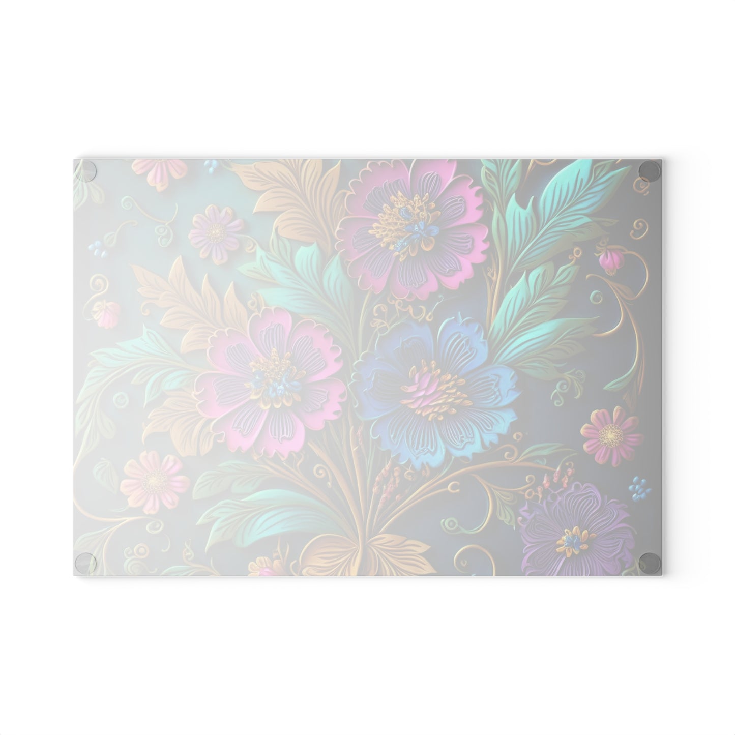 Elegant Glass Cutting Board with 3D Floral Designs - Practical and Beautiful