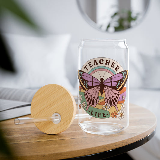 Teacher Life Glass Can Cup - Teacher Appreciation Gift