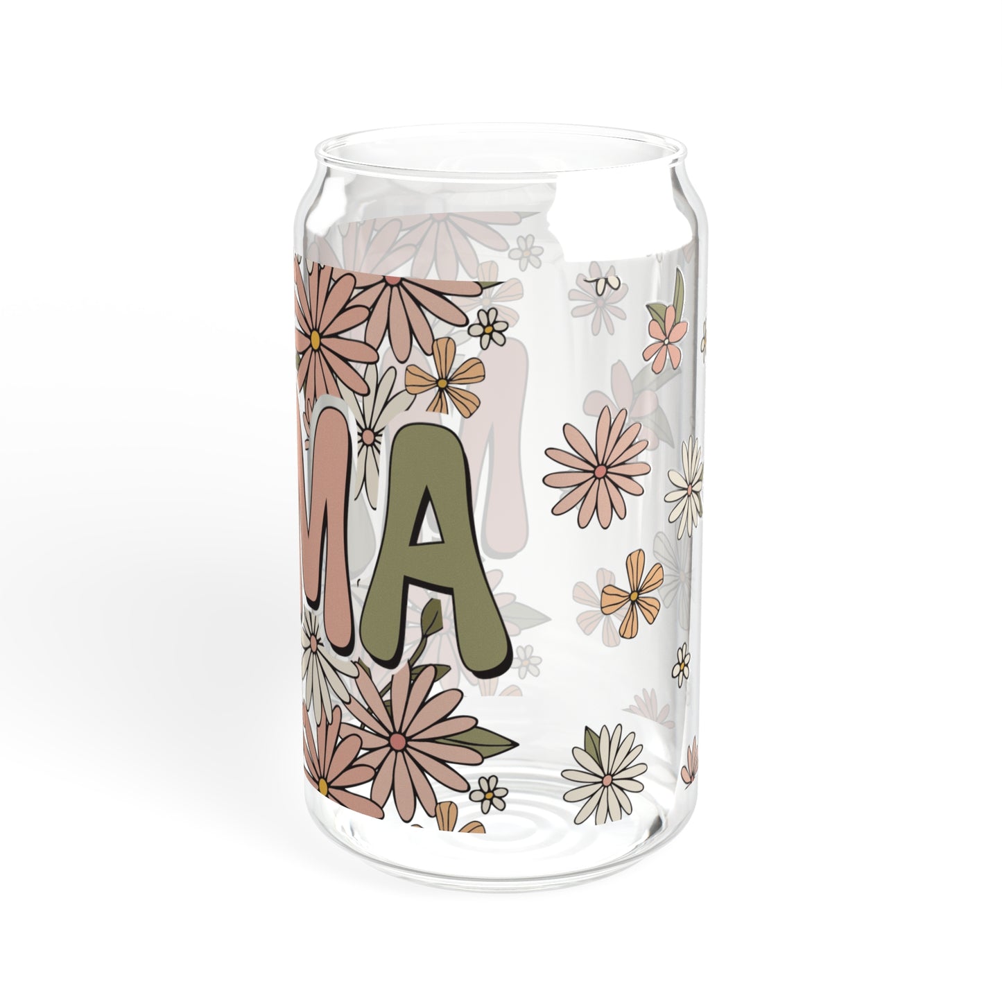 Boho Retro Floral Mama Glass Can Cup - Eco-Friendly Tumbler for the Stylish Mom