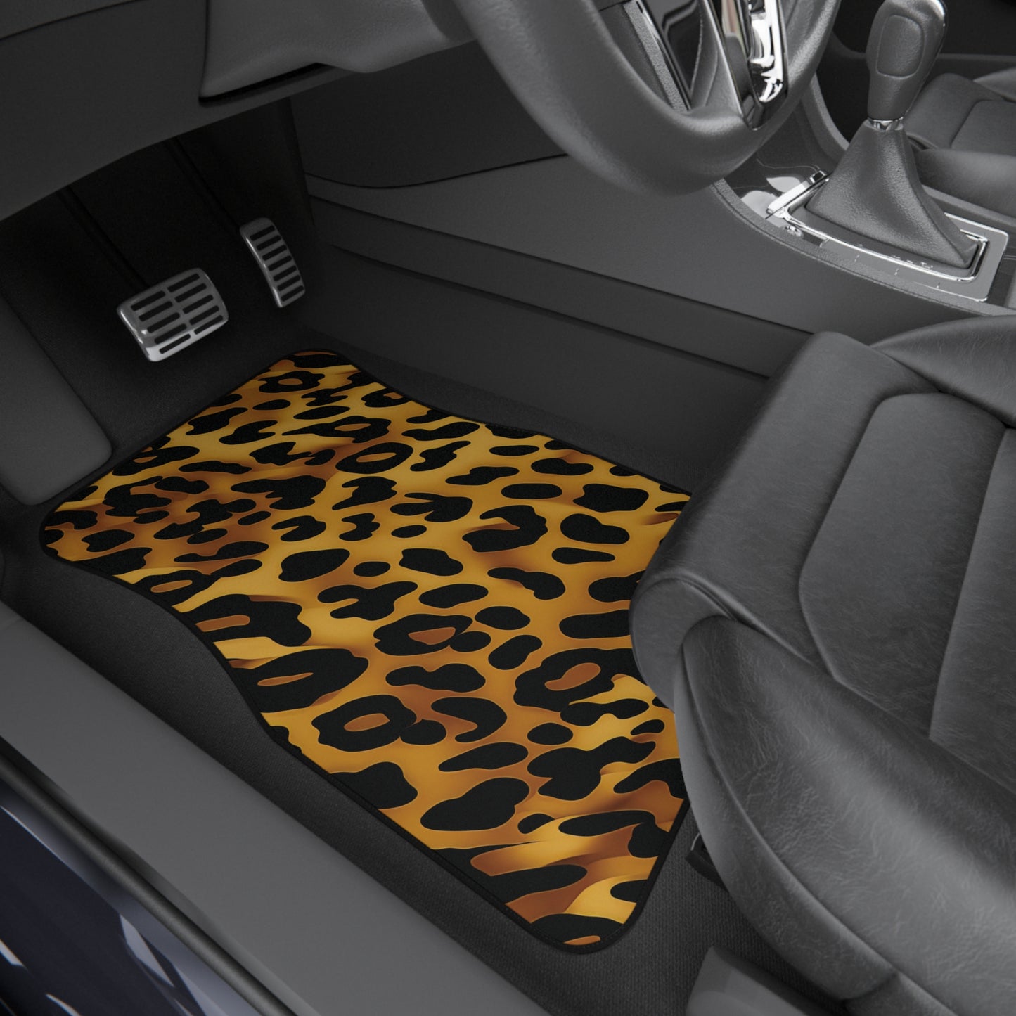 Trendy Leopard Print Auto Floor Mat Set - Fashionable and Functional