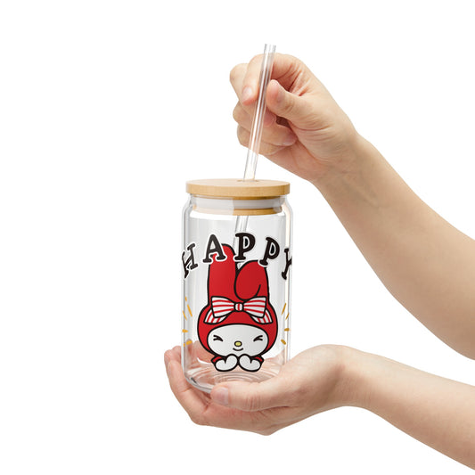 Adorable My Melody Happy Glass Can Cup - Cute Kawaii Drinkware