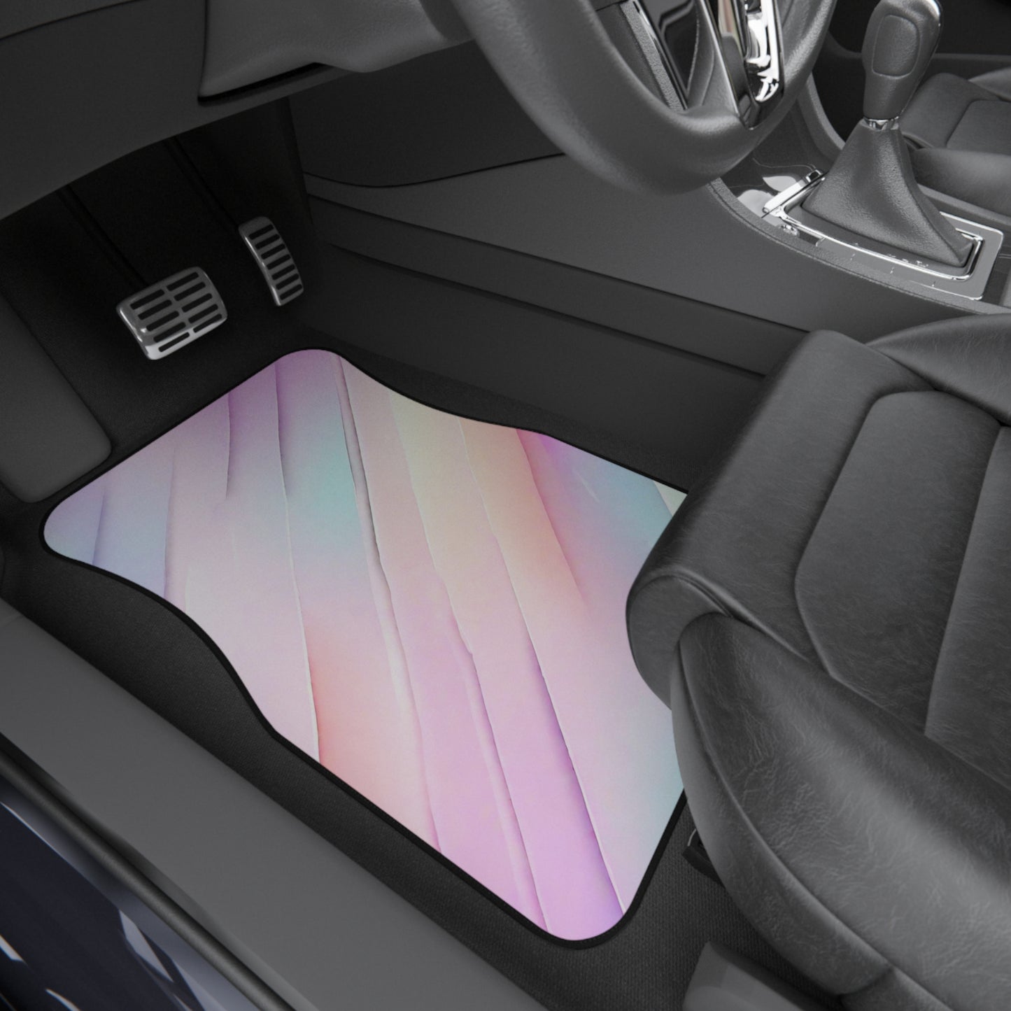 Elevate Your Car's Aesthetic with Pastel Rainbow Car Floor Mats, Set of 4 - Get Noticed on the Road!