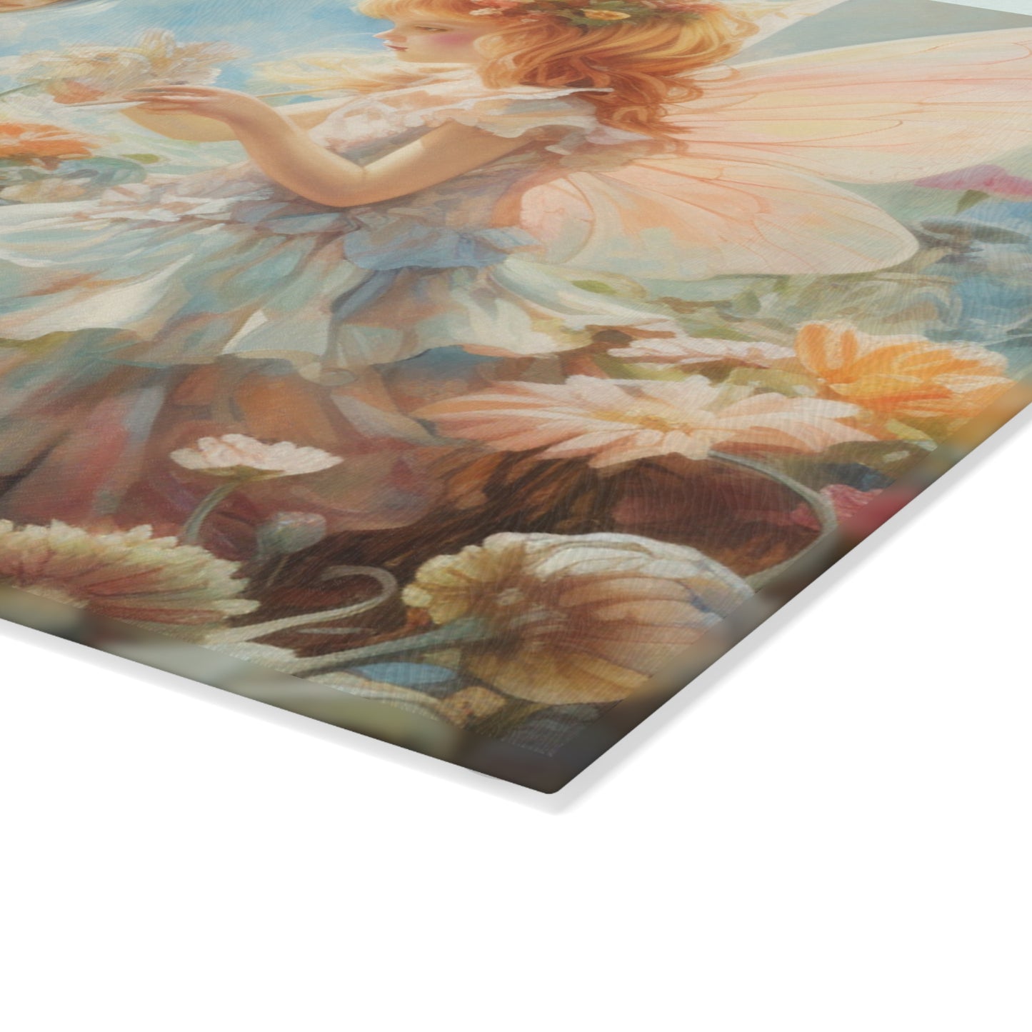 Enchanting Fairies in the Garden Glass Cutting Board - Functional Kitchen Decor