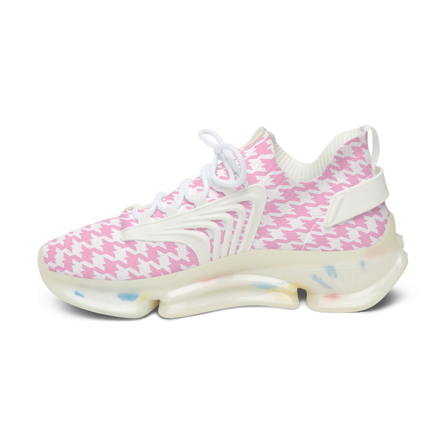 Pink Houndstooth Print Chic Sneaker Shoes - Stylish Women's Footwear