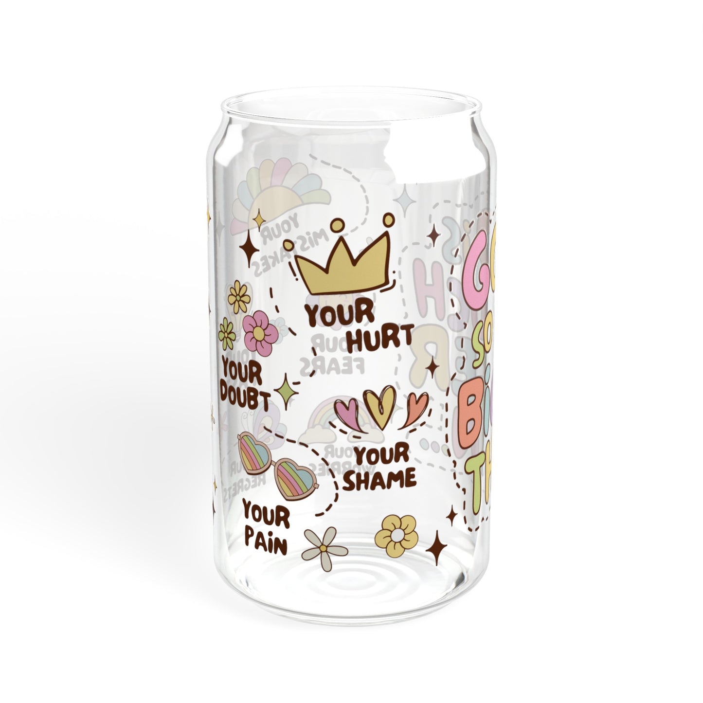 Inspirational God Is So Much Bigger Glass Can Cup - Unique Gift Idea