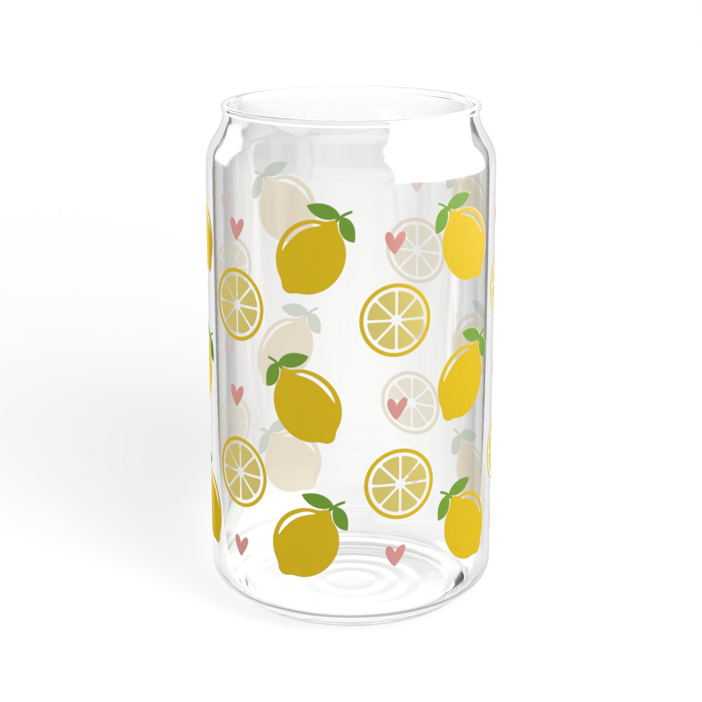 Citrus Twist: Lemons Print Glass Can Cups