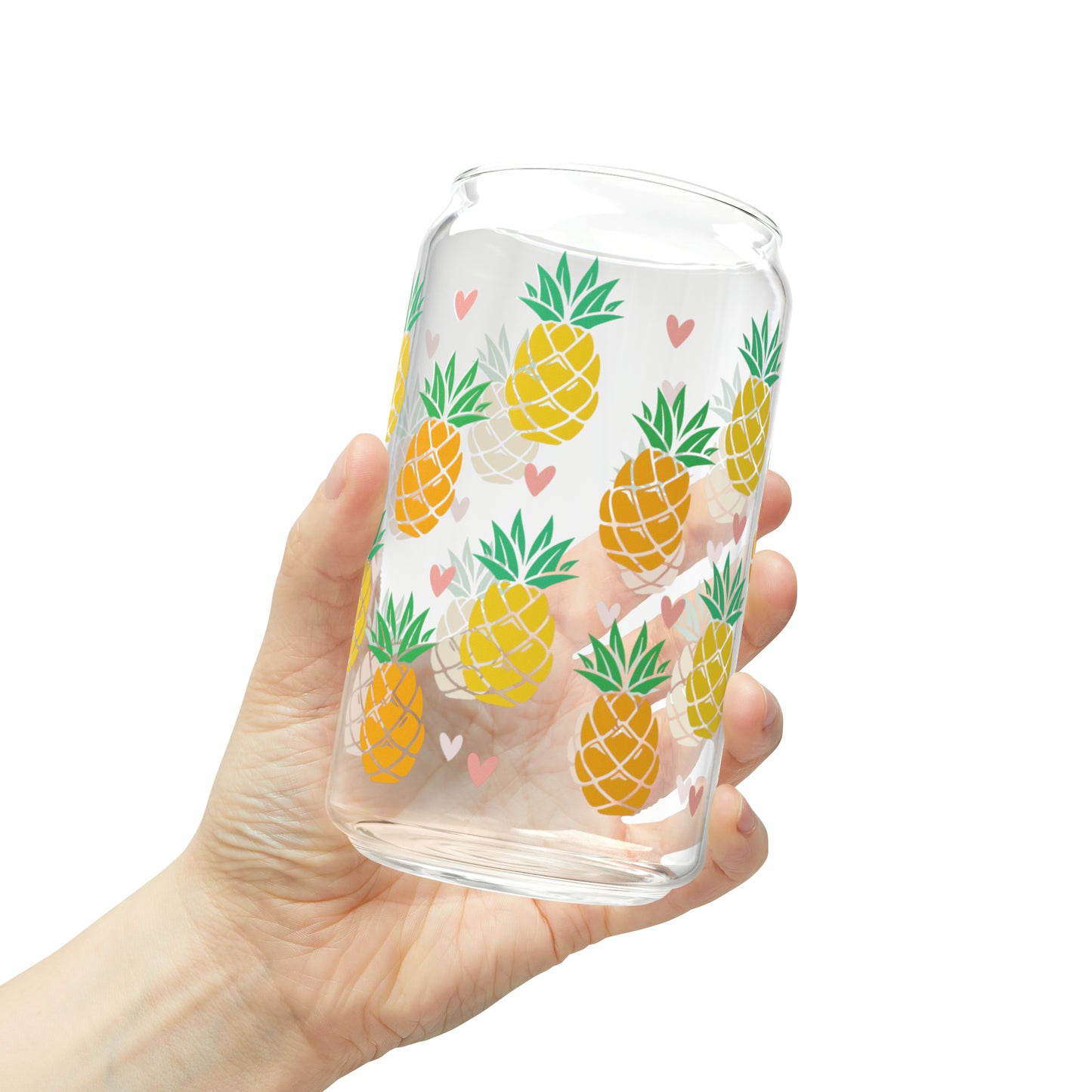 Pineapples Glass Can Cup - Summer Beverage Essential