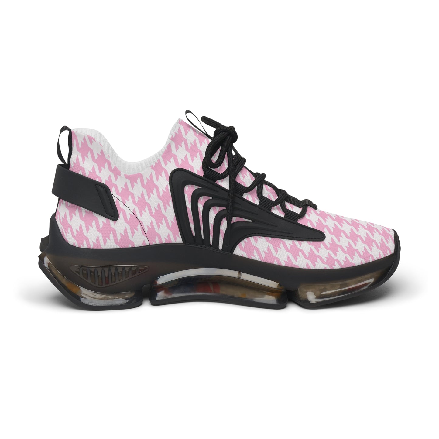 Pink Houndstooth Print Chic Sneaker Shoes - Stylish Women's Footwear