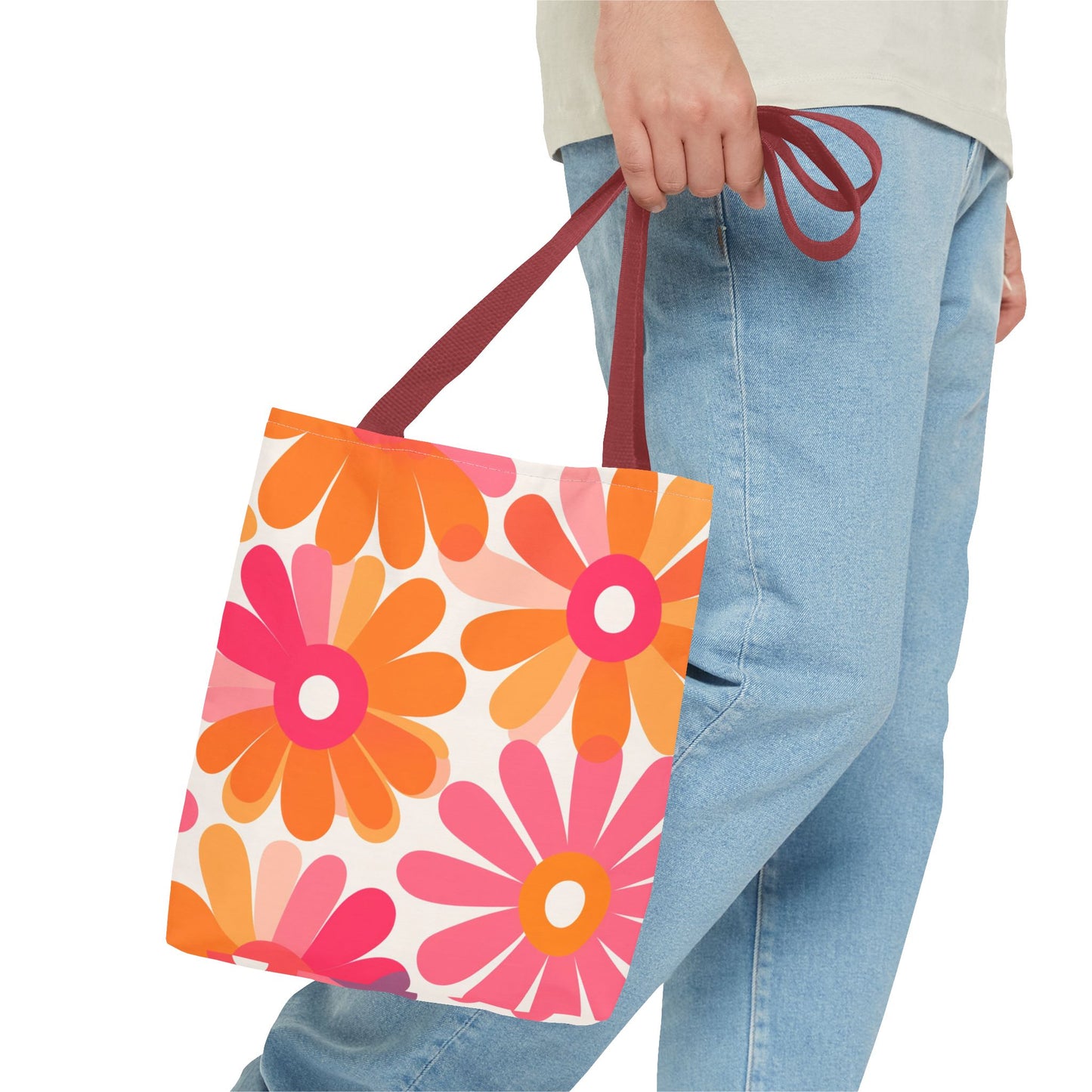 Stylish Retro Flowers Tote Bag Chic Design