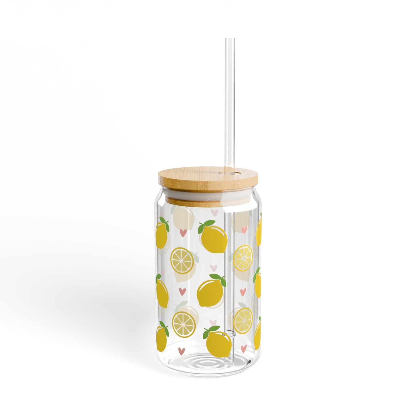 Citrus Twist: Lemons Print Glass Can Cups