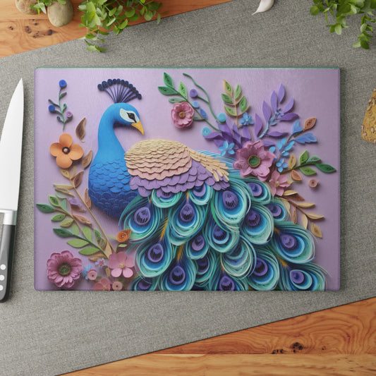 Peacock Glass Cutting Board