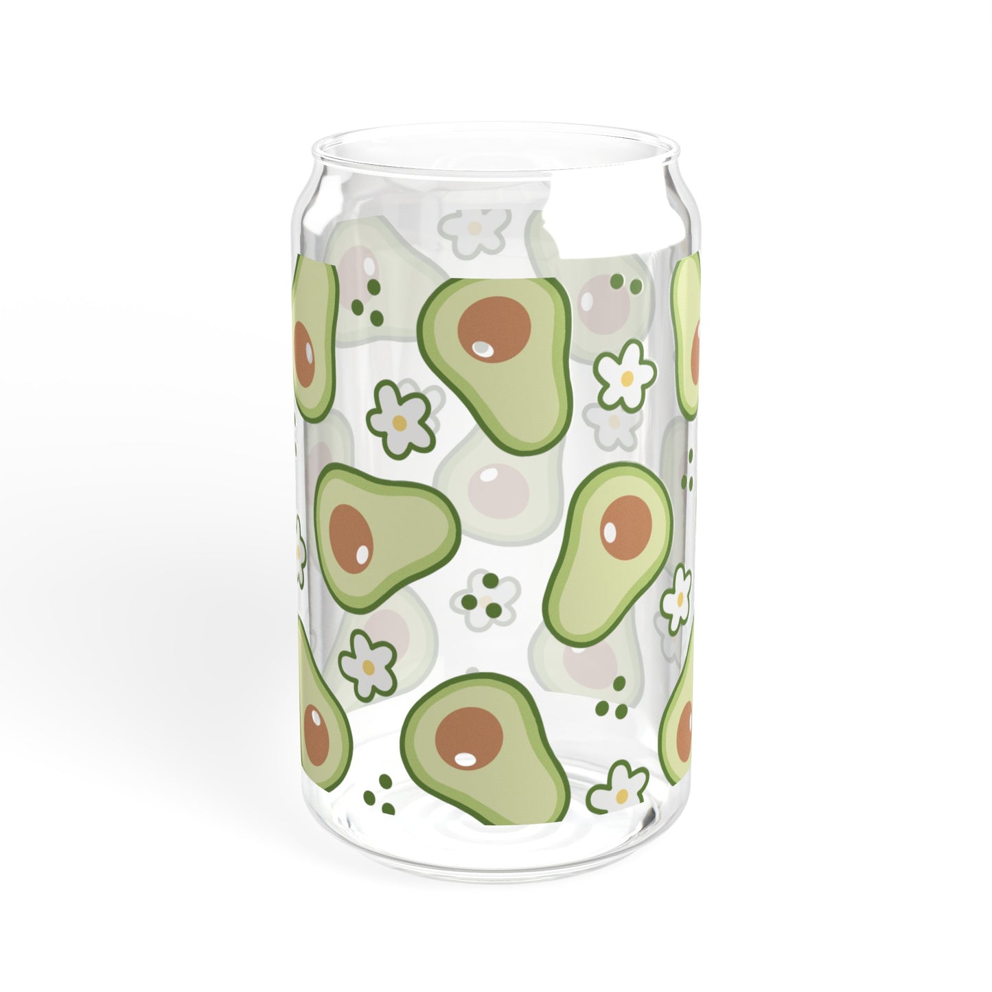 Adorable Avocado Print Glass Can Cup - Eco-Friendly and Stylish!