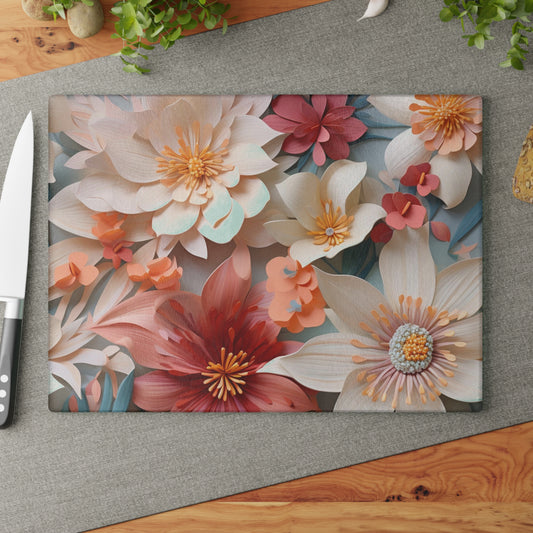 Stylish and Practical: Floral Glass Cutting Board - Add Some Flower Power to Your Cooking Space