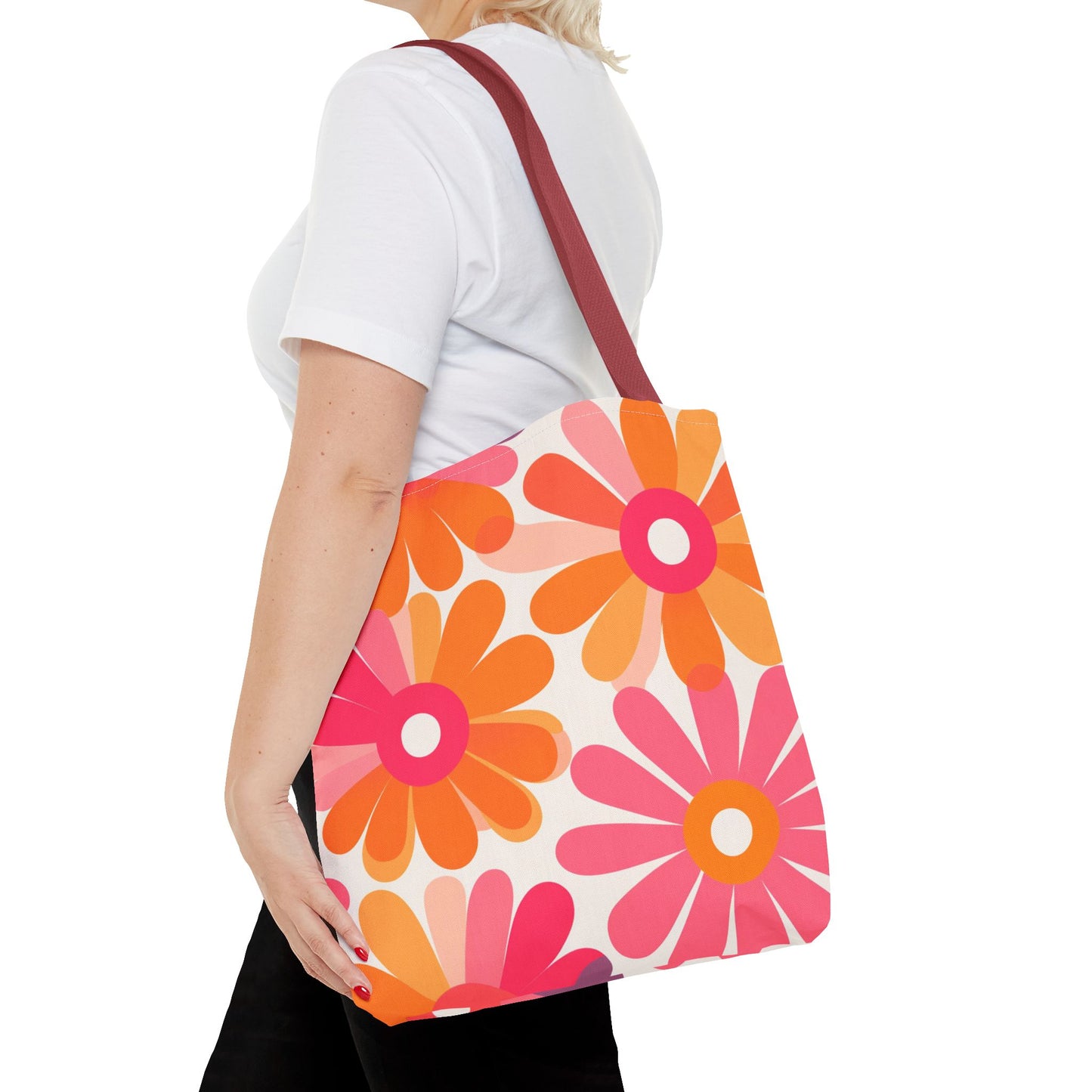 Stylish Retro Flowers Tote Bag Chic Design