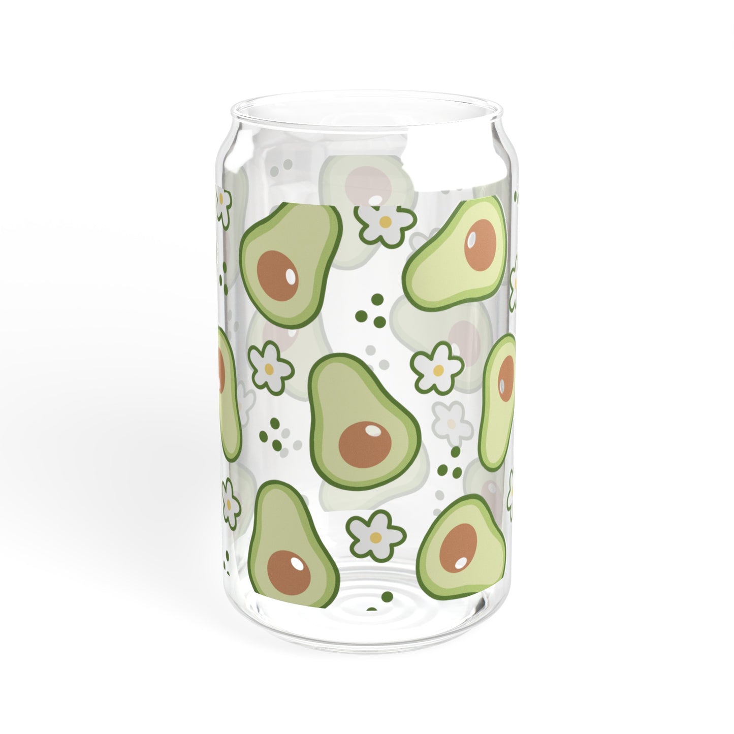 Adorable Avocado Print Glass Can Cup - Eco-Friendly and Stylish!