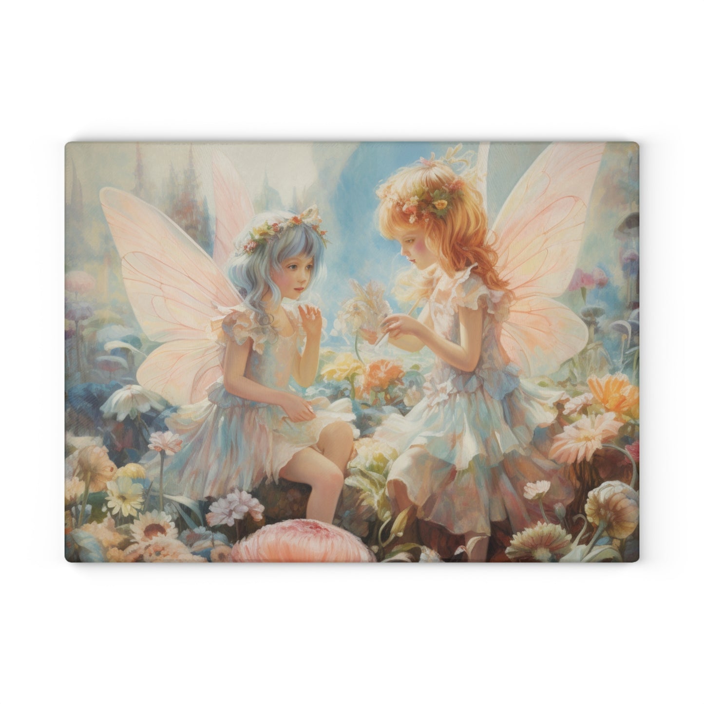 Enchanting Fairies in the Garden Glass Cutting Board - Functional Kitchen Decor