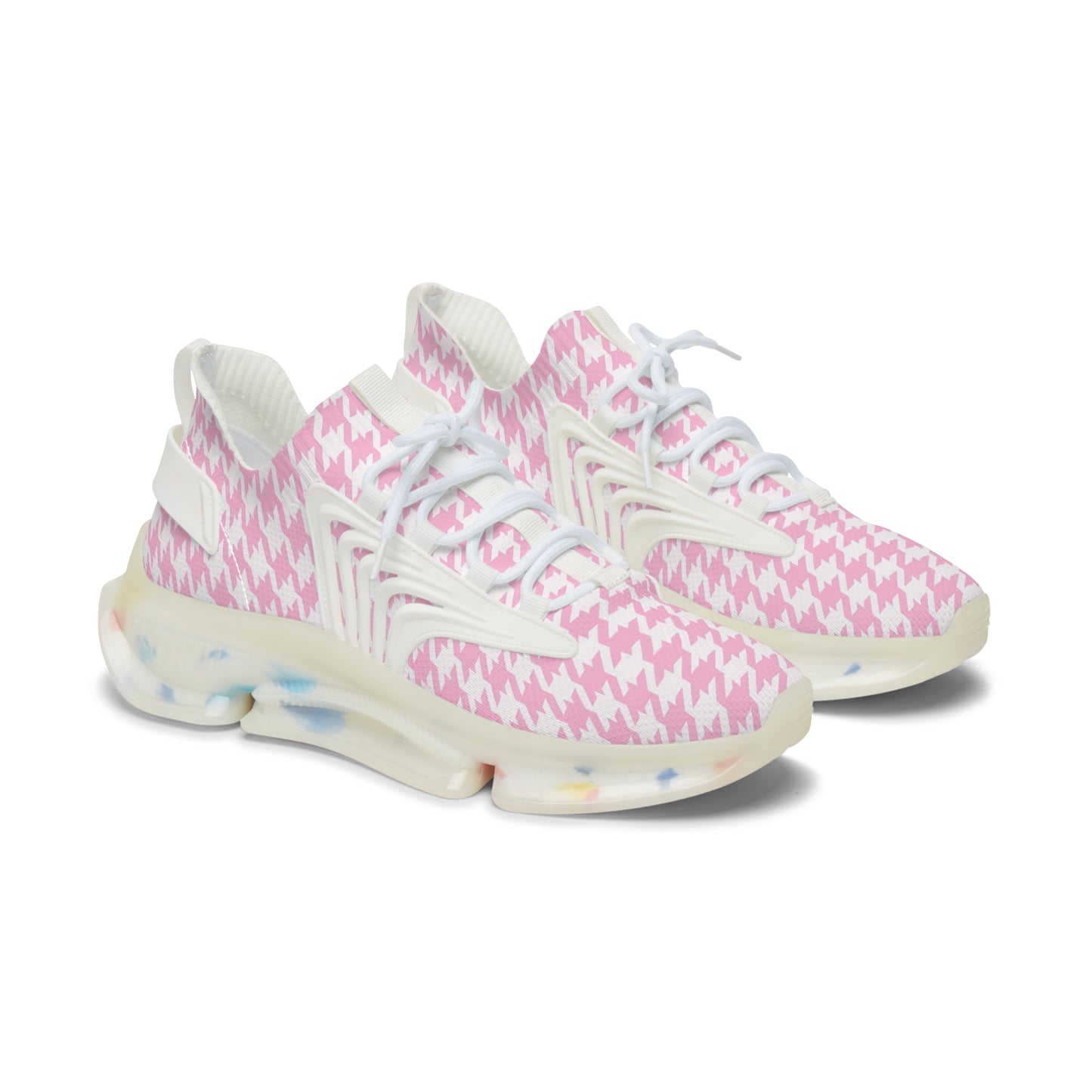 Pink Houndstooth Print Chic Sneaker Shoes - Stylish Women's Footwear