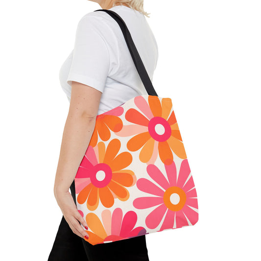 Stylish Retro Flowers Tote Bag Chic Design