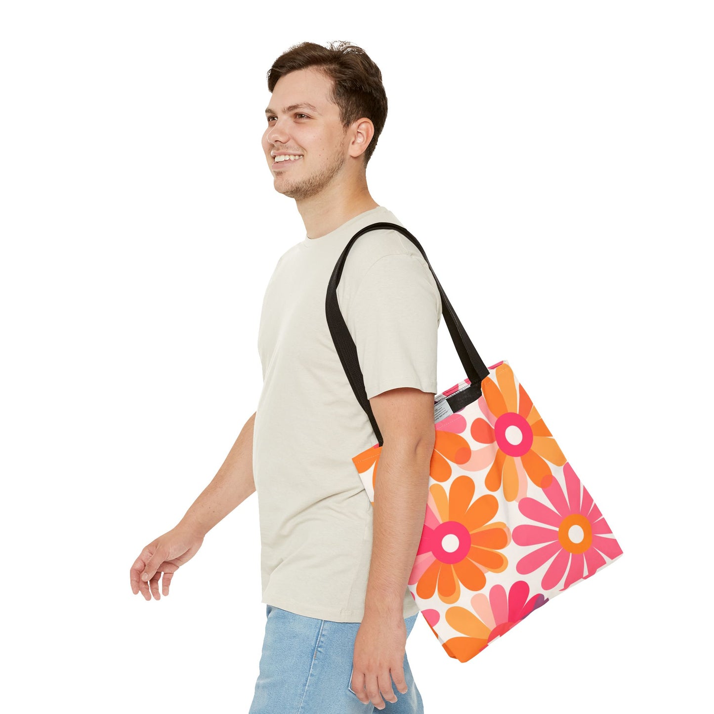 Stylish Retro Flowers Tote Bag Chic Design