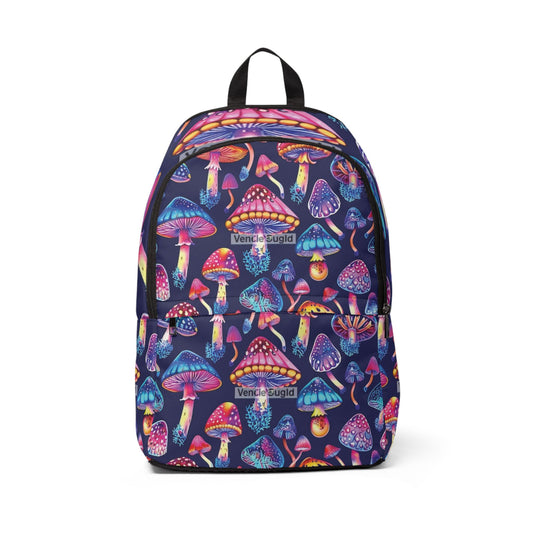 Colorful Neon Mushrooms Backpack - Unique Fabric Rucksack for Men and Women