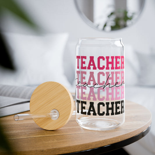 Teacher Appreciation Glass Can Cup - Thank You Gift for Educators