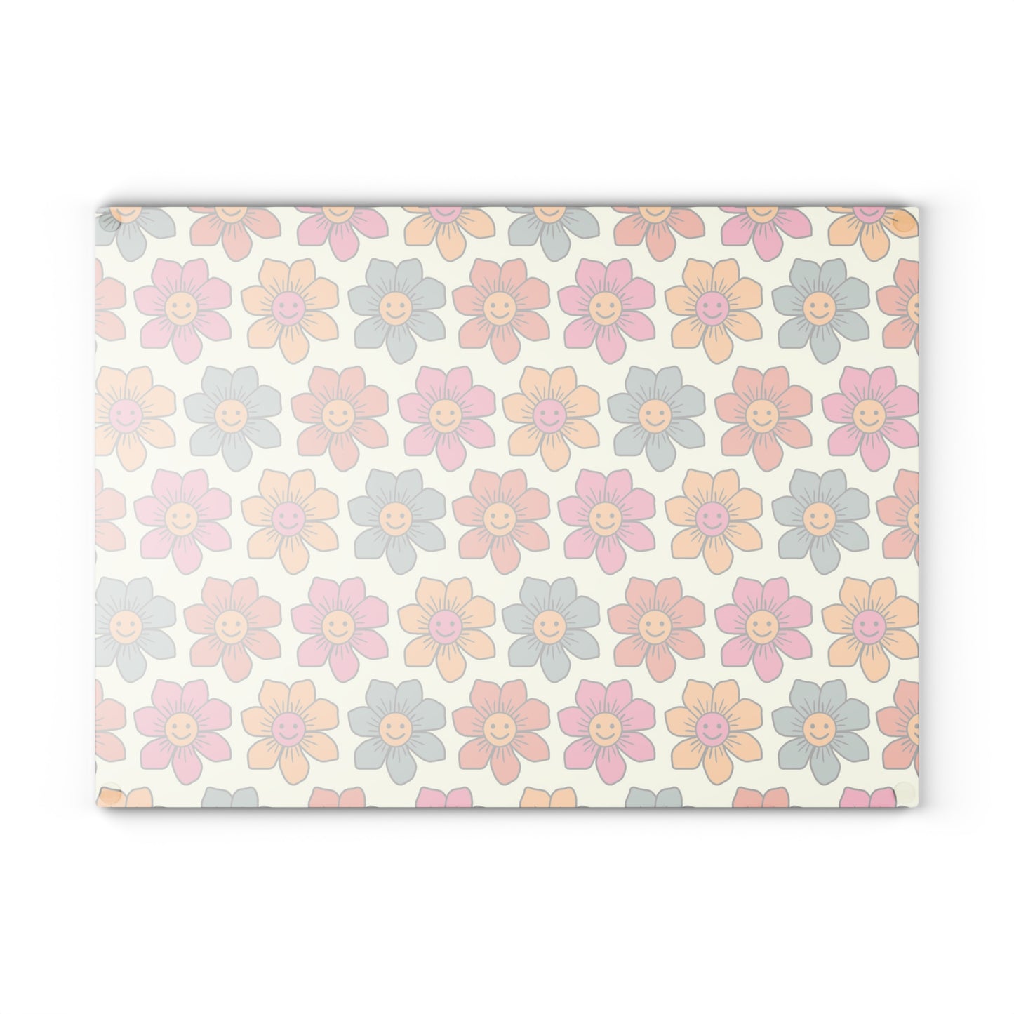 Retro Flowers Glass Cutting Board