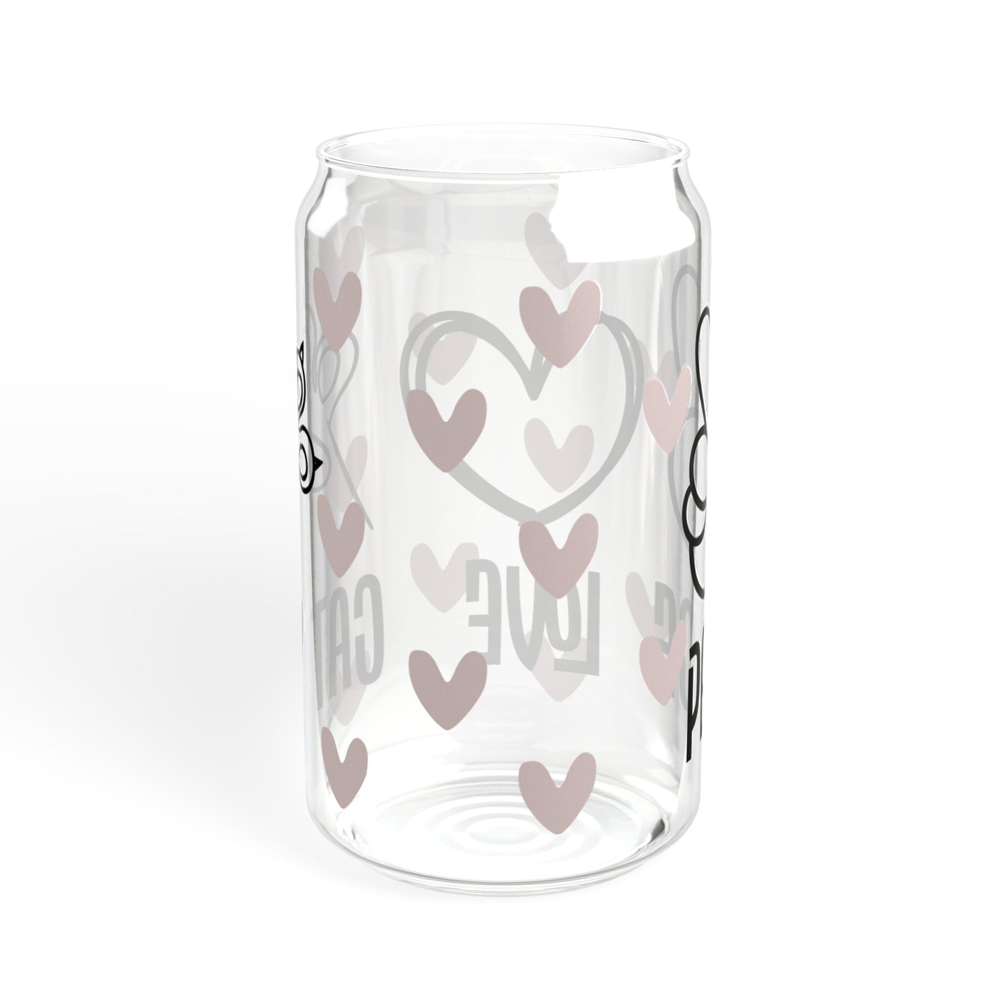 Peace Love Cats Glass Can Cup - Fun Feline Drinkware for Cat Owners