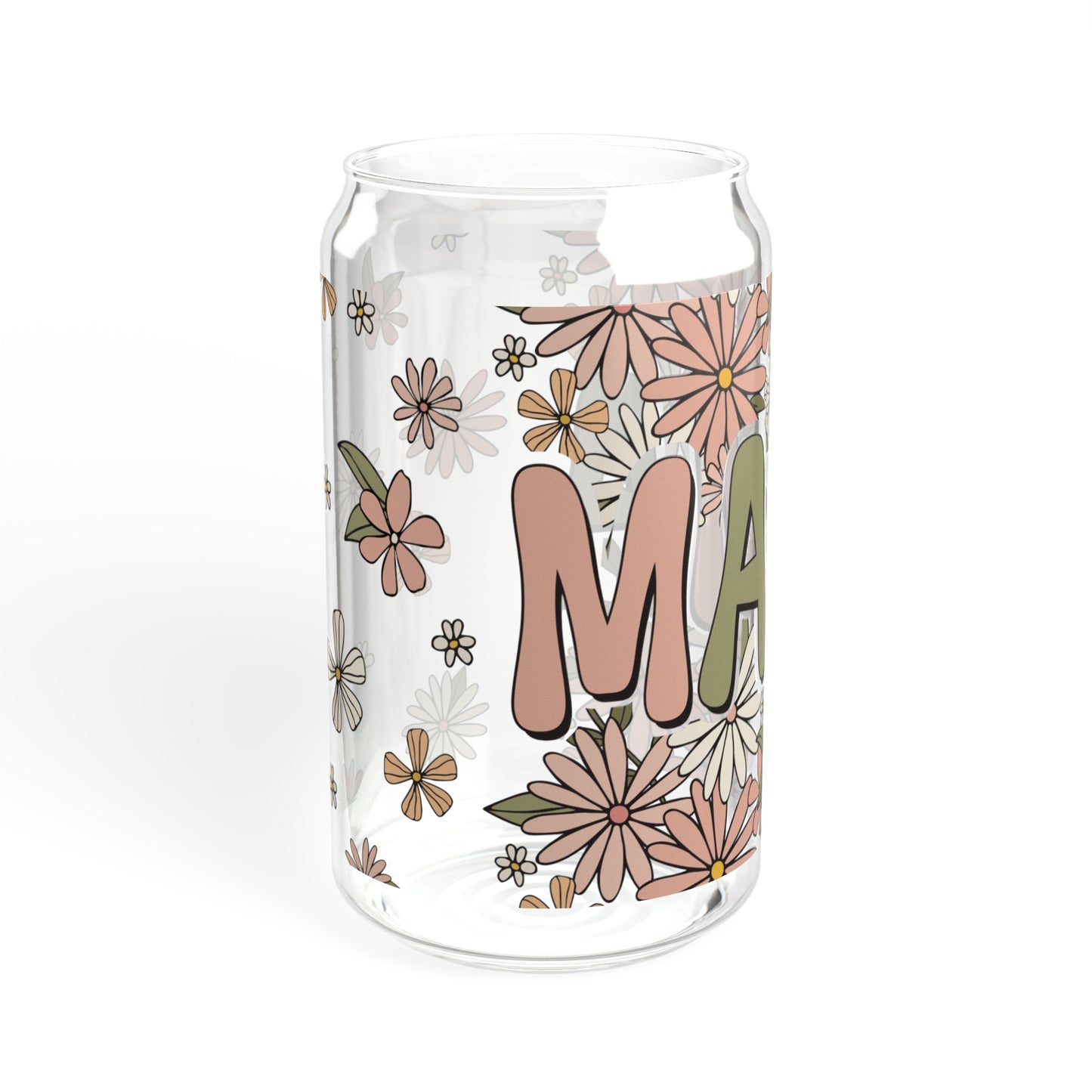 Boho Retro Floral Mama Glass Can Cup - Eco-Friendly Tumbler for the Stylish Mom