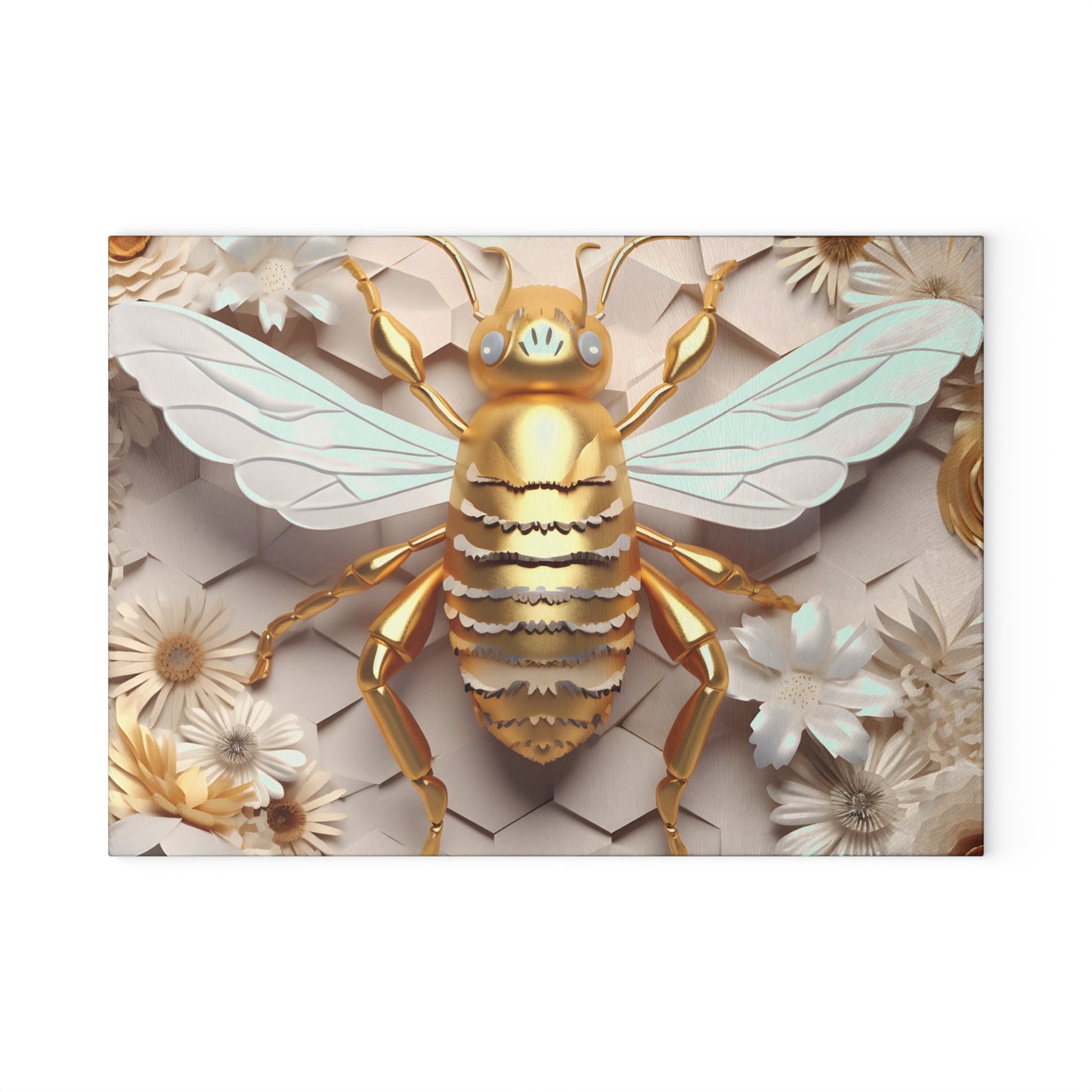 3D Golden Bee Glass Cutting Board