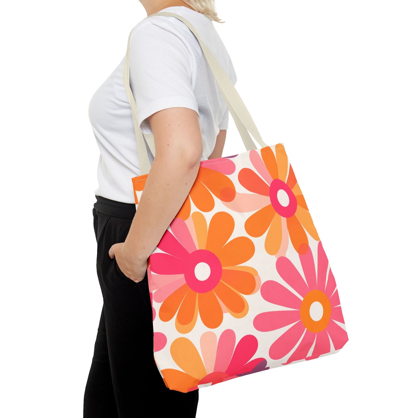 Stylish Retro Flowers Tote Bag Chic Design