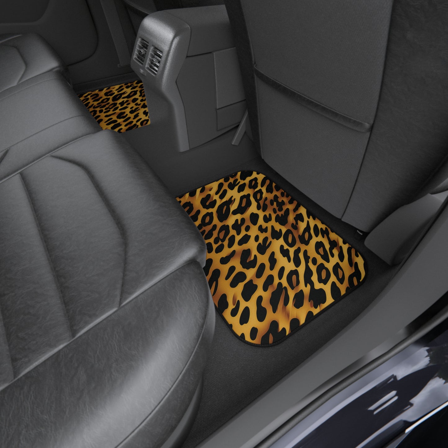 Trendy Leopard Print Auto Floor Mat Set - Fashionable and Functional