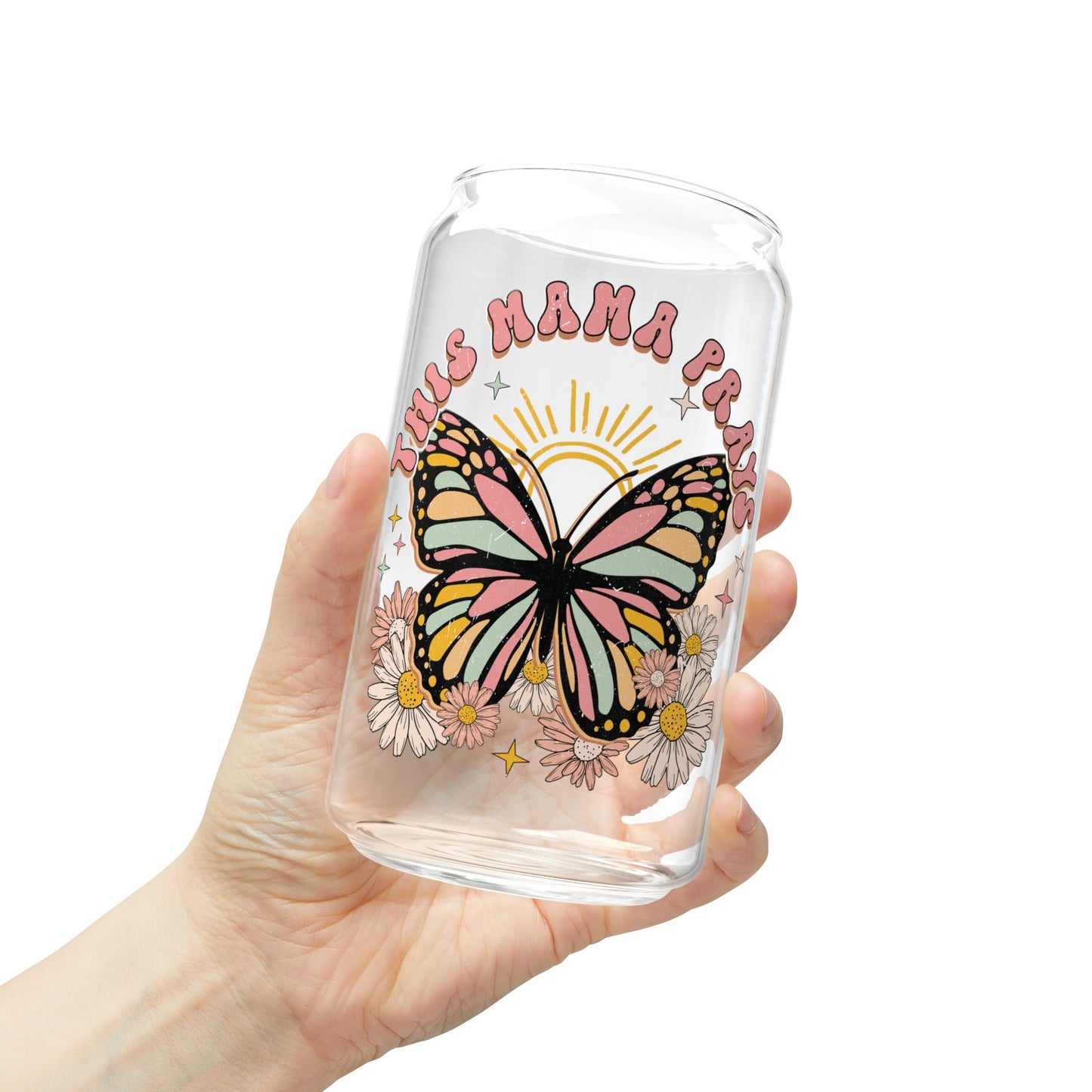 Empowering This Mama Prays Glass Cup - Inspirational Drinkware