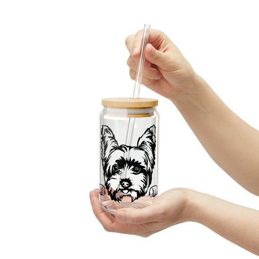 Yorkshire Terrier Glass Can Cup - Cute Puppy Design