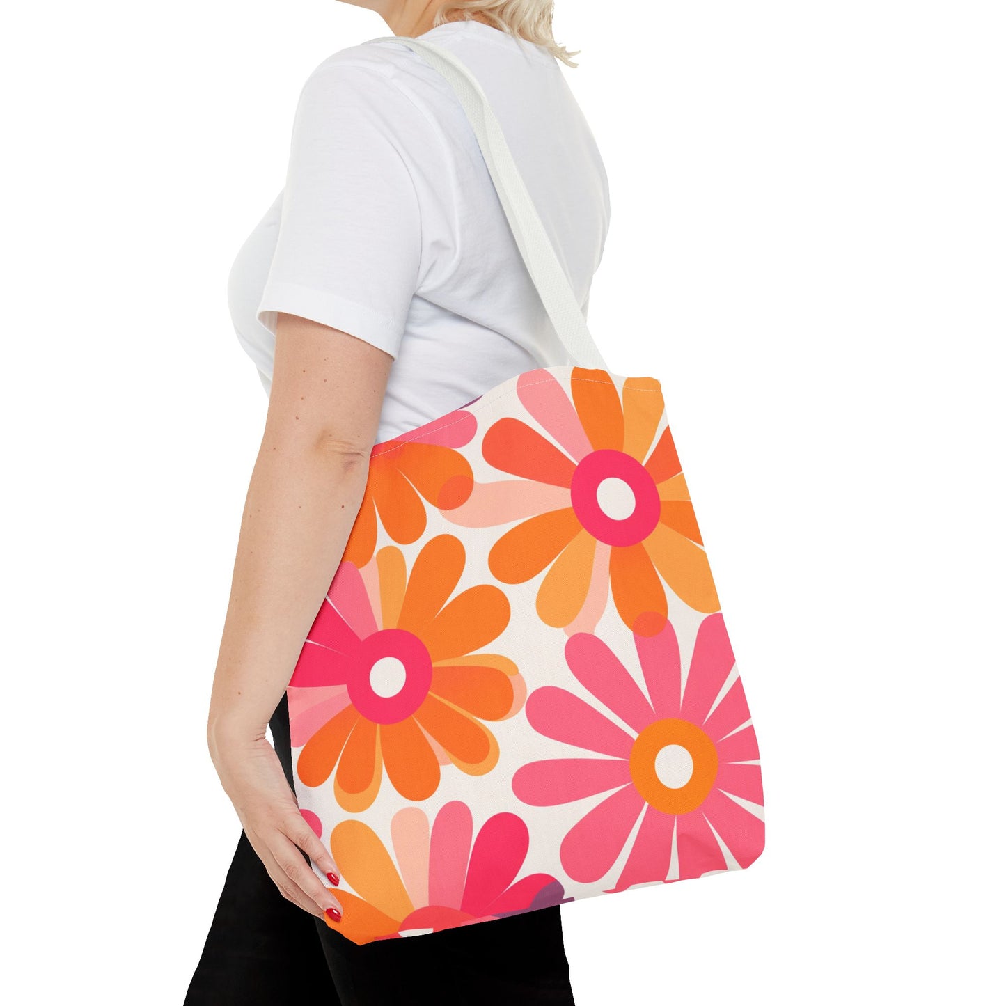 Stylish Retro Flowers Tote Bag Chic Design