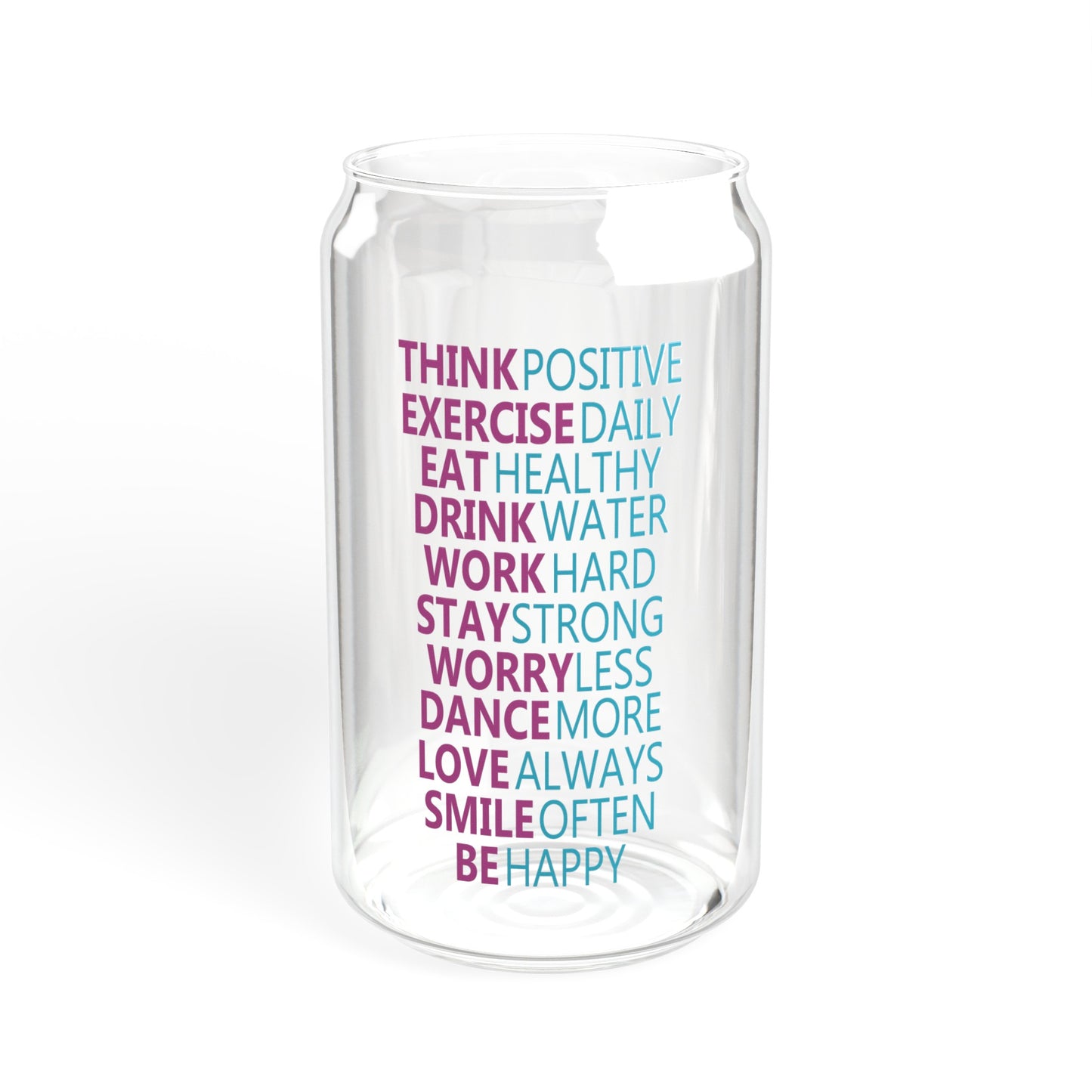 Think Positive Inspirational Glass Can Cup - Motivational Drinkware for Daily Encouragement