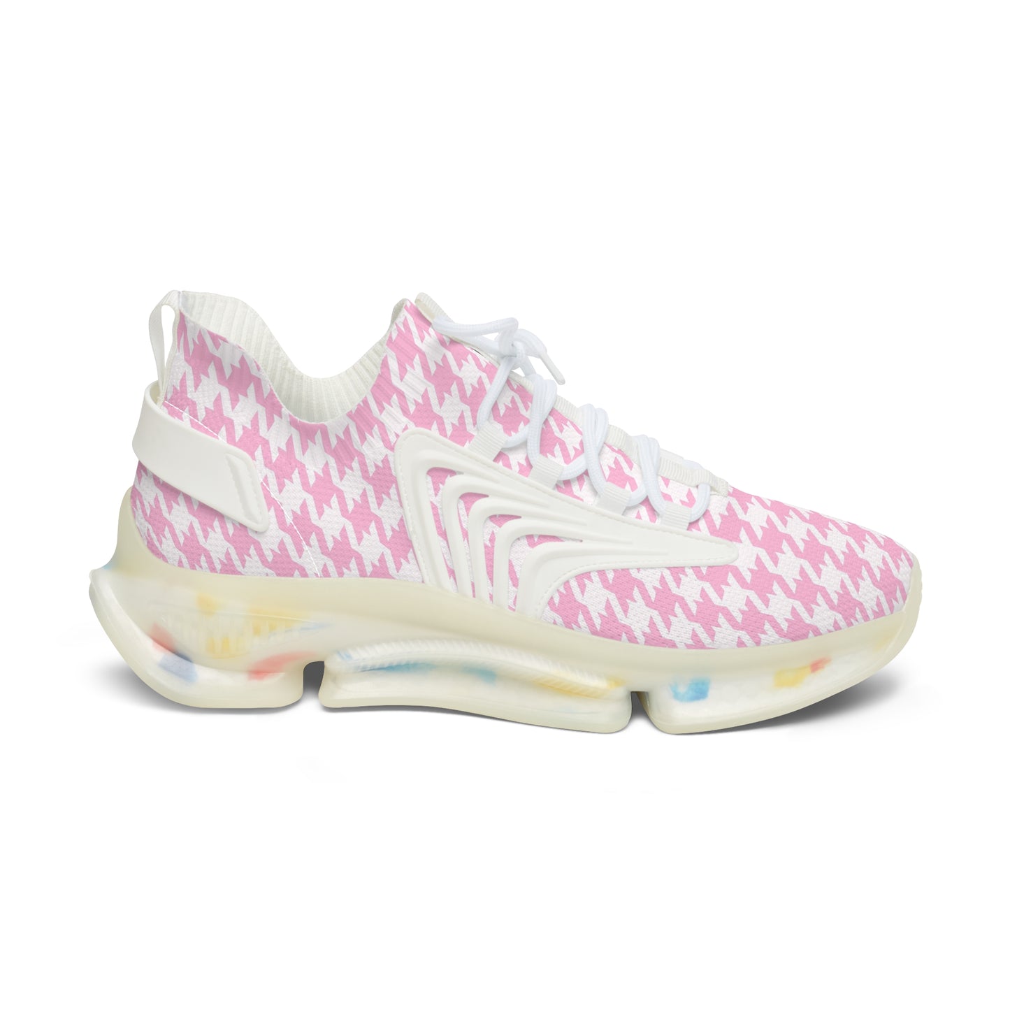 Pink Houndstooth Print Chic Sneaker Shoes - Stylish Women's Footwear