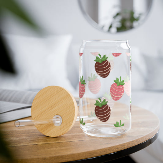 Chocolate Covered Strawberries Inspired Glass Can Cups - Perfect for Chilled Drinks