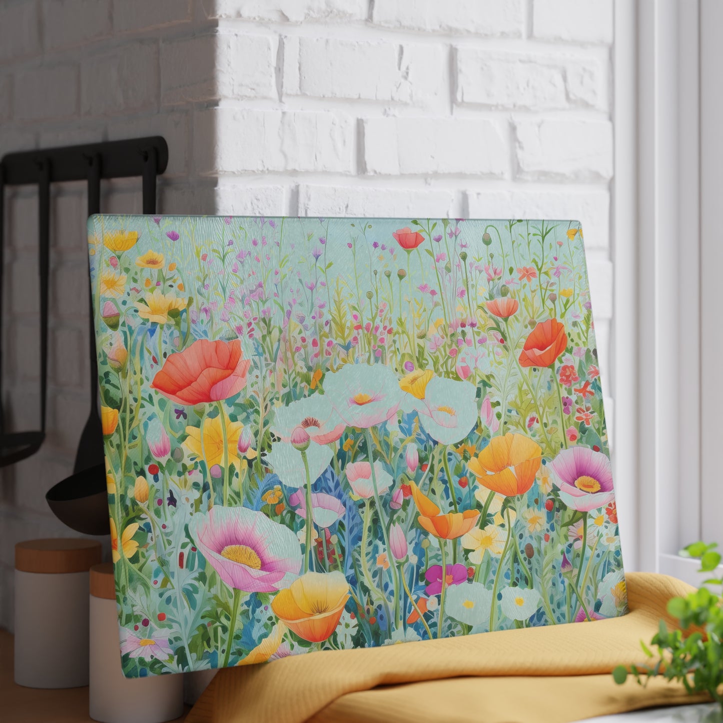 Floral Meadow Glass Cutting Board