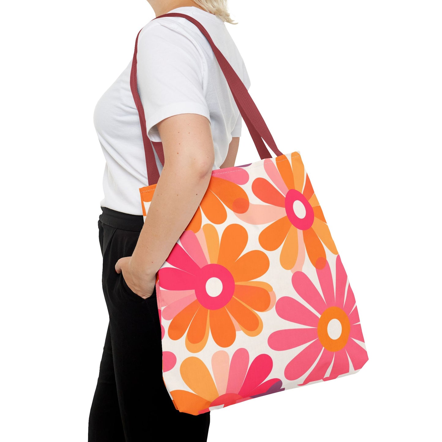 Stylish Retro Flowers Tote Bag Chic Design