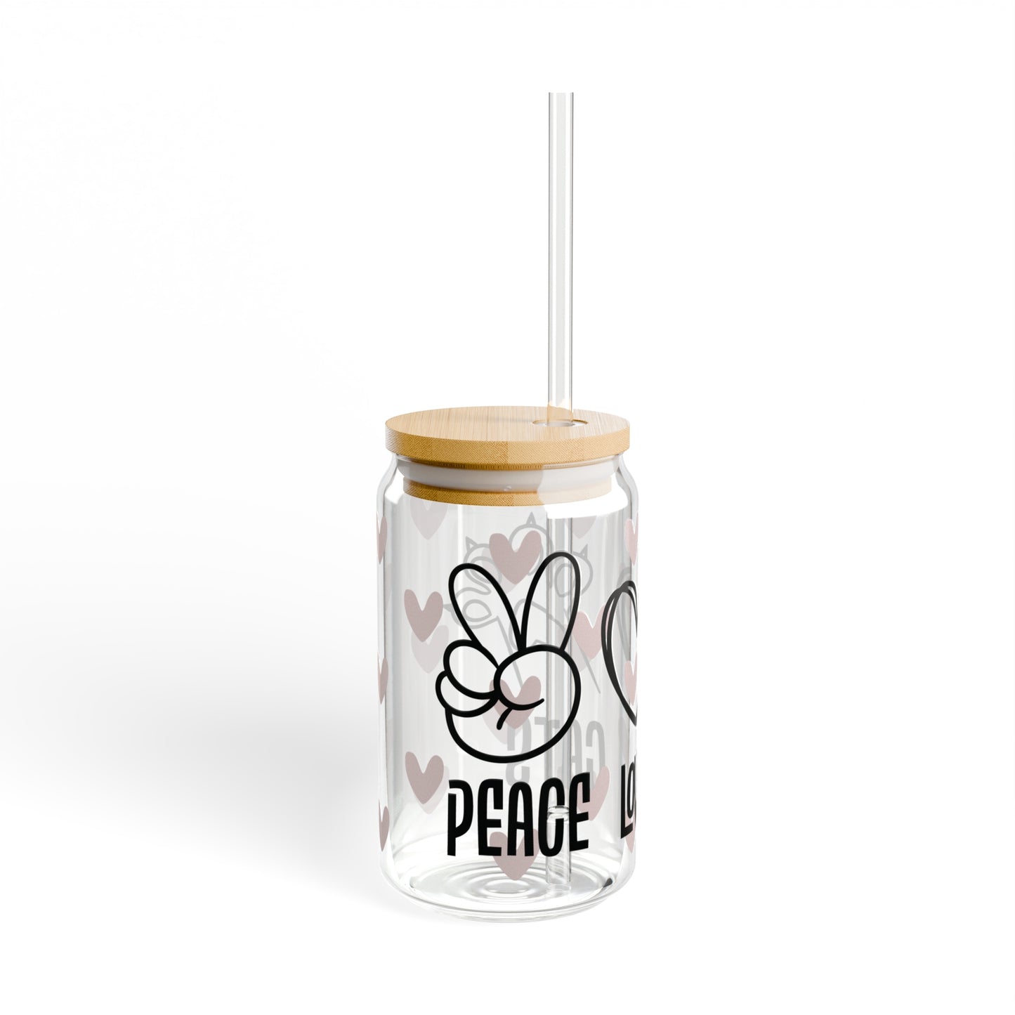 Peace Love Cats Glass Can Cup - Fun Feline Drinkware for Cat Owners