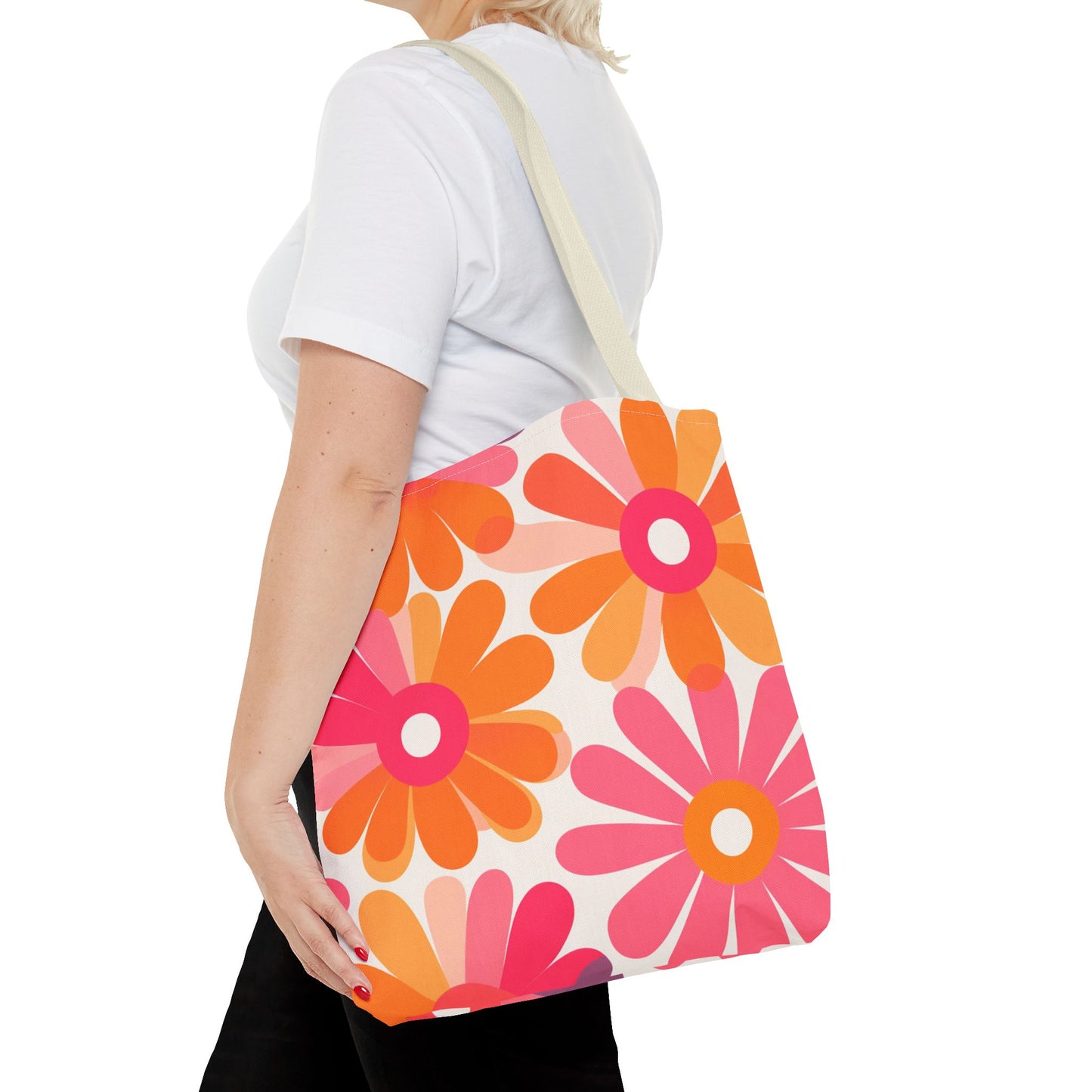 Stylish Retro Flowers Tote Bag Chic Design