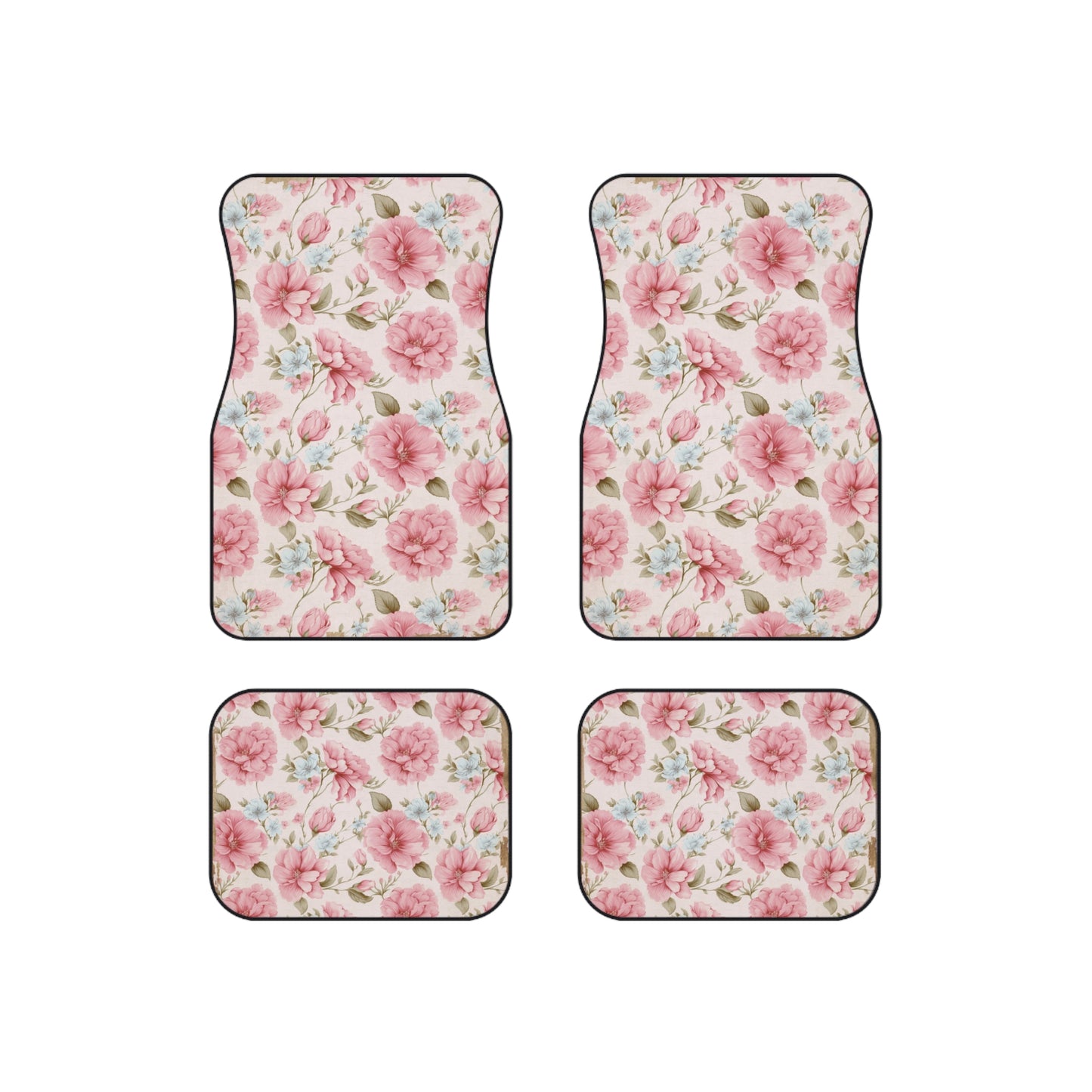 Pretty in Pink: Floral Car Mats Set of 4 for a Stylish Ride