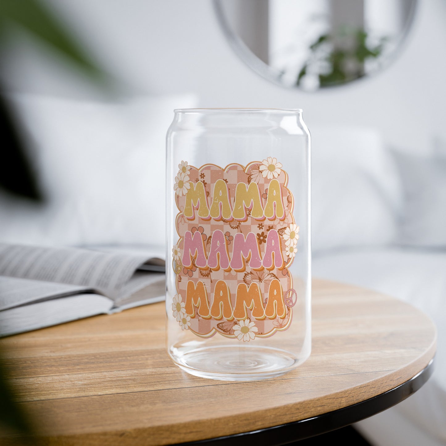 Floral Mama Glass Can Cup - Unique Mother's Day Gift Idea