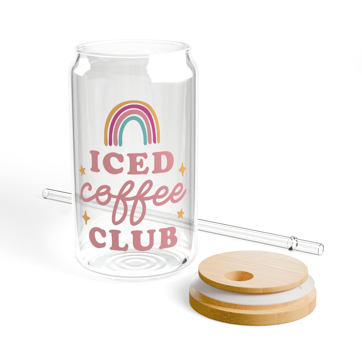 Artisan Iced Coffee Club Glass Can Cup - Eco-Friendly Reusable Mug