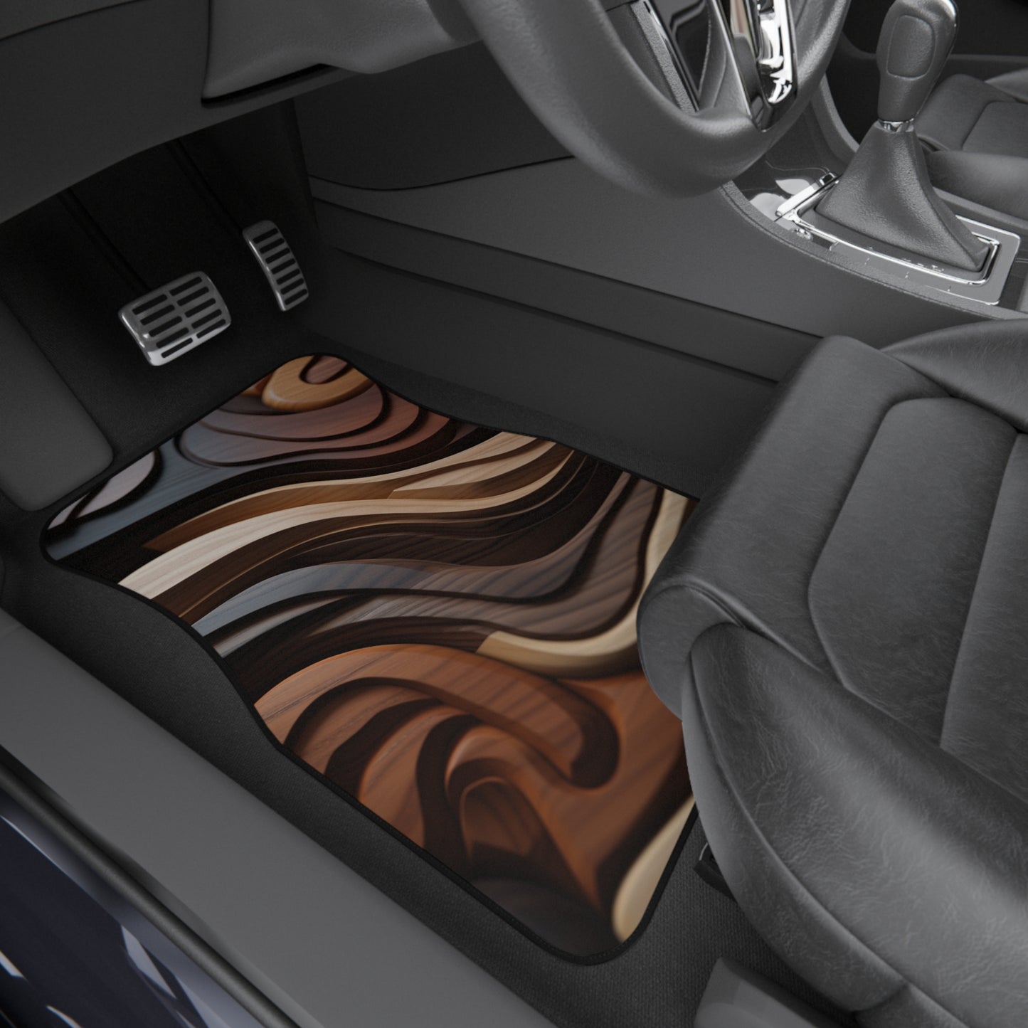 Rustic Wood Inspired Car Floor Mats - Set of 4 - Add a Touch of Nature to Your Ride!