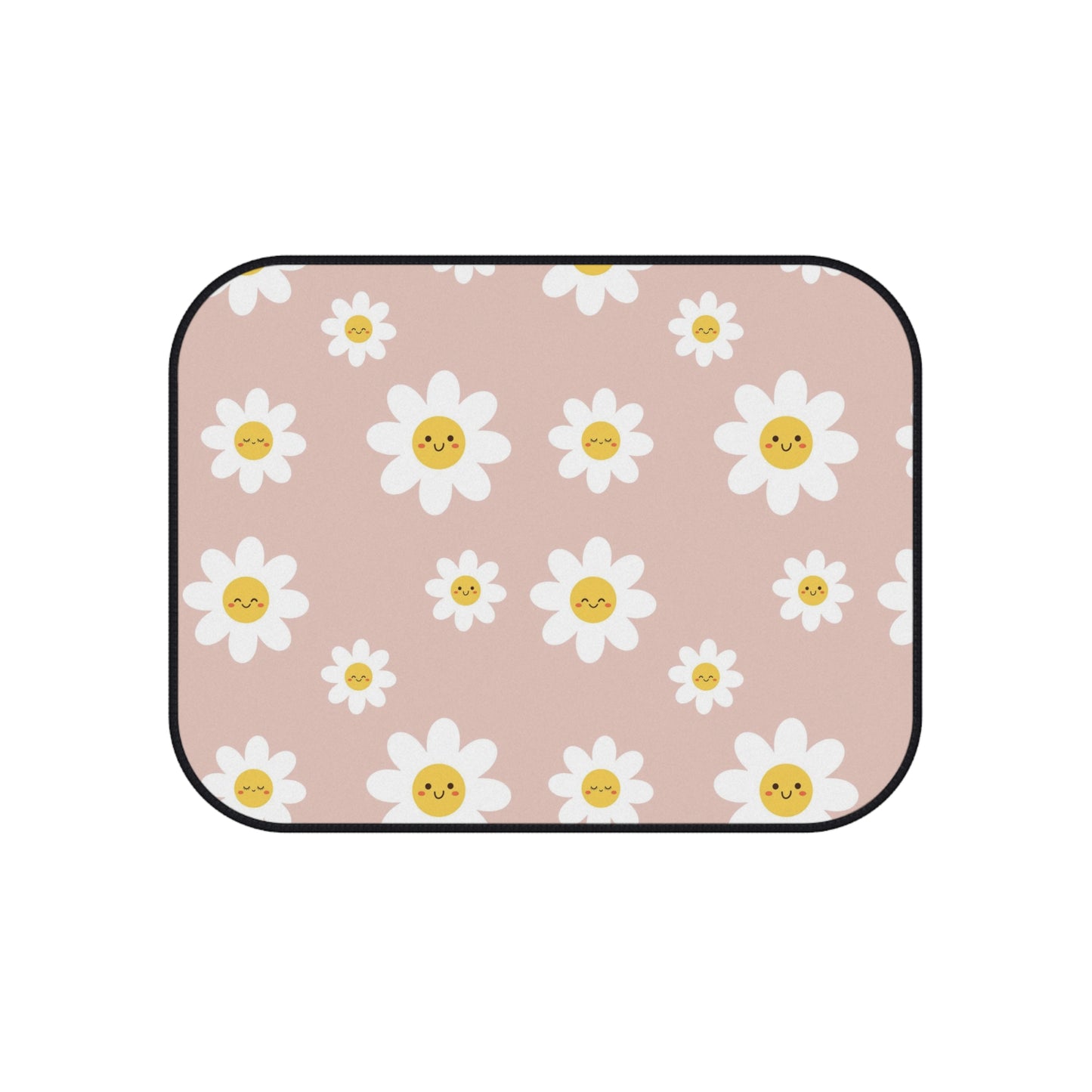 Drive in Style: Retro Car Floor Mat Set - Smiley Daisy Pattern, 4-Piece