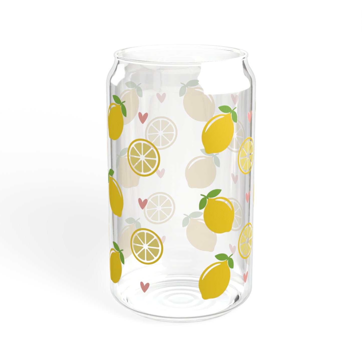 Citrus Twist: Lemons Print Glass Can Cups